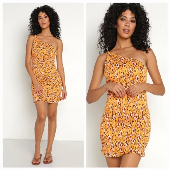 FAITHFULL THE BRAND TERRE MER MINI DRESS in LI RENI FLORAL PRINT ORANGE - Picture 4 of 11